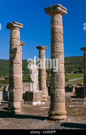 Römische Ruinen von Baelo Claudia-2th century BC-Basilika, Tarifa, Provinz Cadiz, Andalusien, Spanien, Europa. Stockfoto