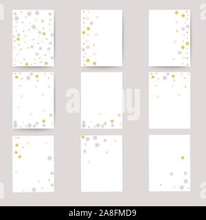 Satz von Vector patterns. Kreative Hand gezeichnet Textur mit goldenen und silbernen Schneeflocken. Lametta für Weihnachten, Party, Einladung. Vector Illustration Stock Vektor