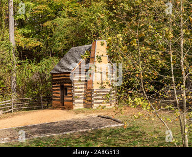 Einfache Kabine Rekonstruktion eines versklavten Familie zu Hause auf dem George Washington Immobilien von Mt Vernon anmelden Stockfoto