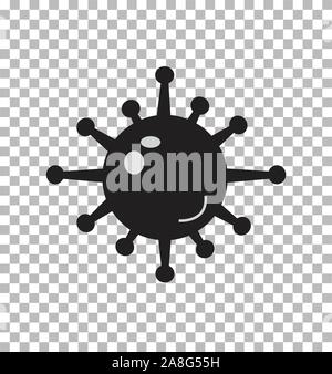 Bakteriensymbol auf transparentem Hintergrund isoliert. Bakterienzeichen. Flacher Stil. Stock Vektor