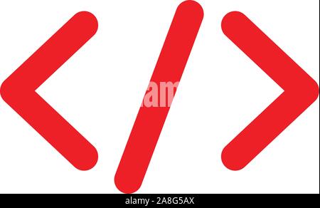 Rotes Codesymbol auf weißem Hintergrund. Flacher Stil. Rotes Codesymbol für Website-Design, Logo, App, UI. Codesymbol. Stock Vektor