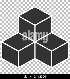 Würfelsymbol auf transparentem Hintergrund. Flacher Stil. Schwarzes Würfelzeichen. Würfelsymbol für Website-Design, Logo, App, UI. Stock Vektor