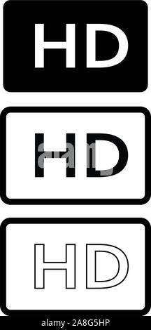 HD-Symbol im trendigen Flat Style auf weißem Hintergrund. HD-Zeichen. HD Symbol für Ihre Web site Design, Logo, App, UI. HD-Icon Set. film-Symbol. Stock Vektor