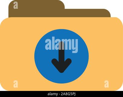 Download Ordner Symbol auf weißem Hintergrund. Flat Style. Download Folder unterzeichnen. Pixel perfekt für mobile App, Logo, Website und andere Designs. Stock Vektor