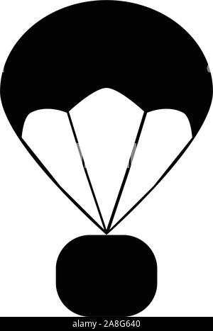 Fallschirm Symbol auf weißem Hintergrund. Flat Style. Fallschirm Symbol für Ihre Web site Design, Logo, App, UI.Lieferung Service Symbol. Geschenkbox fliegen auf Pa Stock Vektor