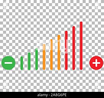Anpassung der Lautstärke Symbol. Zum Einstellen der Lautstärke auf transparentem Hintergrund. Lautstärkeregelung Farbe unterzeichnen. Stock Vektor