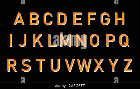 Vintage Retro Schriftbild. Buchstaben alphabet Gelb auf weißem Hintergrund. Shadow font gesetzt. gelb mit weißen Schatten. Stock Vektor
