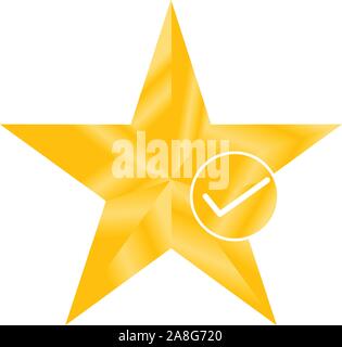 Star Favorit anmelden Web Icon mit Häkchen. Star Favorit Symbol auf weißem Hintergrund. Flat Style. Star Favorit mit Häkchen Symbol für Ihre Web sit Stock Vektor