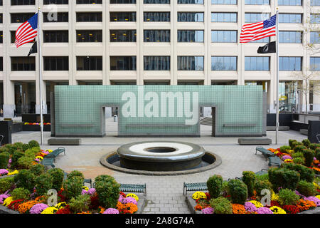 NEW YORK, NY - 05 Sep 2019: Das Vietnam Veterans Memorial Plaza ist ein New York City Bürger, die sich während des Vietnam Krieges diente zu ehren. Stockfoto