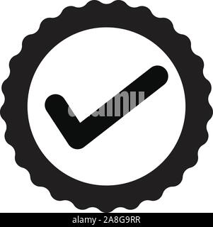 Symbol für genehmigtes Zertifikat auf weißem Hintergrund. Flaches Format. Genehmigtes Symbol für Website-Design, Logo, App, UI. Häkchen. Akzeptiertes Zeichen. Stock Vektor