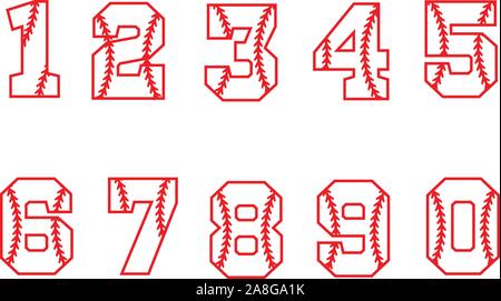 Schriftart für Sportstil. Baseball-Nummern auf weißem Hintergrund. Sportnummern. Stock Vektor