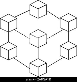 Symbol für Blockchain Technologie auf weißem Hintergrund. Flacher Stil. Symbol für Blockchain Technologie für Website-Design, Logo, App, UI. Stock Vektor