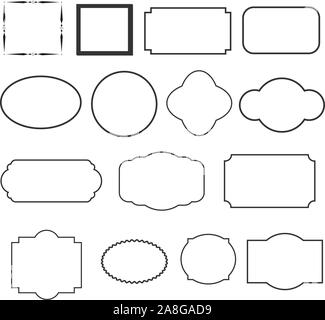 Satz von dekorativen Vintage frames. Satz von schwarzen runden und quadratischen Vintage frames. Stock Vektor