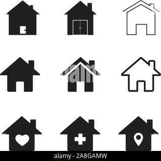 Häuser Symbol auf weißem Hintergrund. Flat Style. Wohnungen Symbol für Ihre Web site Design, Logo, App, UI. Immobilien Symbol. Haus anmelden. Stock Vektor