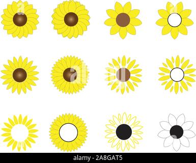 Sonnenblumen Symbol auf weißem Hintergrund. Flat Style. sun Blumen Symbol für Ihre Web site Design, Logo, App, UI. sun Blumen Symbol. Blumen anmelden. sonne Flow Stock Vektor