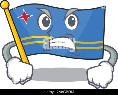 Flagge Aruba lächelnd in mit Cartoon wütend Stock Vektor