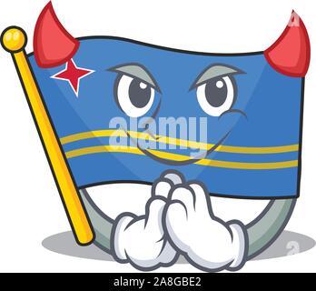 Flagge Aruba lächelnd in Mit cartoon Devil Stock Vektor