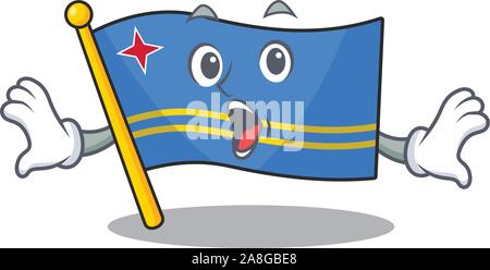 Flagge Aruba lächelnd in mit Cartoon überrascht Stock Vektor