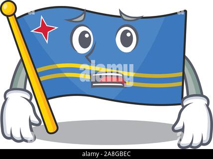 Flagge Aruba lächelnd in Mit cartoon Angst Stock Vektor