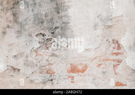 Grau farbiges Licht Ton rauh grungy Texturierte alte Beton Wand Hintergrundbild Ruine Stockfoto