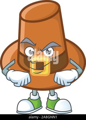 Cute braun pilgrim Hut in grinsend Maskottchen. Stock Vektor