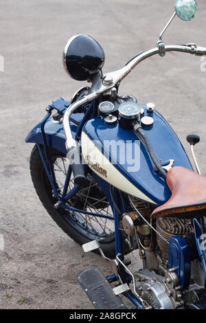 Vintage indische Motorrad an ein Prescott Hill Climb Ereignis. Gloucestershire, England Stockfoto