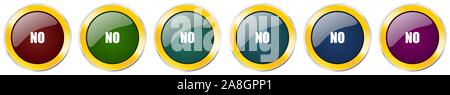 Keine Glossy Icon Set, silber-metallic golden Vektorgrafiken in 6 Optionen für Web Design und mobile Anwendungen Stock Vektor
