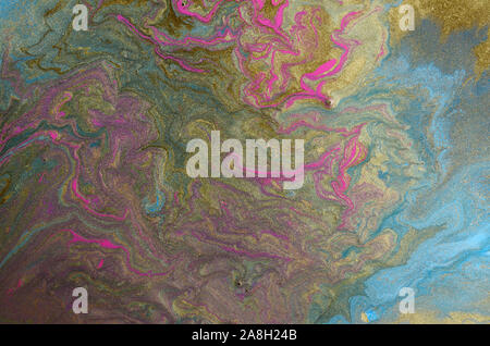 Farbenfrohe abstrakte Malerei Hintergrund. Flüssige Marmorierung Farbe Hintergrund. Fluid Malerei abstrakte Textur. Intensive bunter Mix aus Acryl lebendige Co Stockfoto