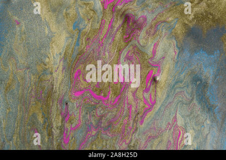 Farbenfrohe abstrakte Malerei Hintergrund. Flüssige Marmorierung Farbe Hintergrund. Fluid Malerei abstrakte Textur. Intensive bunter Mix aus Acryl lebendige Co Stockfoto