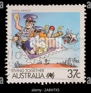 Stempel gedruckt in Australien zeigt, die zusammen leben, Feiern, Post, ca. 1988 Stockfoto