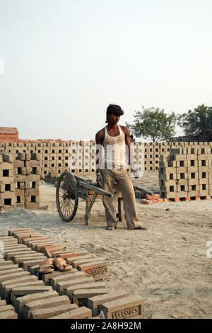 Ziegelfabrik in Sarberia, West Bengal, Indien Stockfoto