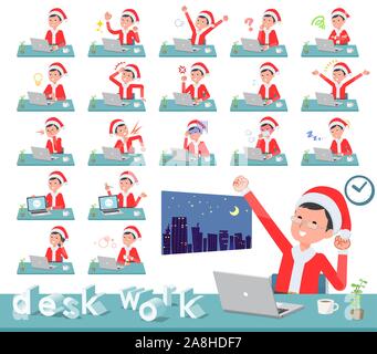 Eine Reihe von Santa Claus kostüm Männer auf Schreibtisch arbeiten. Es gibt verschiedene Aktionen wie Gefühle und Müdigkeit. Es ist Vektor Kunst so ist es leicht zu bearbeiten. Stock Vektor