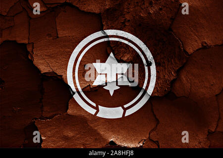 Flagge von Matsumoto auf gerissene Wand gemalt Stockfoto