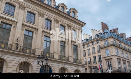 Paris, Place Vendome, herrliche Fassaden im 1st Bezirk der französischen Hauptstadt Stockfoto