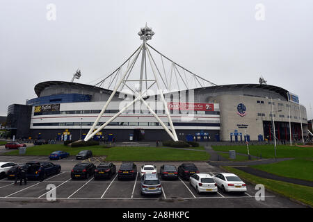 Bolton, Großbritannien. 09 Nov, 2019. BOLTON, ENGLAND, 9. NOVEMBER Allgemeine Ansicht der Längestrich Stadium vor der FA Cup Match zwischen Bolton Wanderers und Plymouth Argyle im Reebok Stadium, Bolton am Samstag, den 9. November 2019. (Credit: Eddie Garvey | MI Nachrichten) das Fotografieren dürfen nur für Zeitung und/oder Zeitschrift redaktionelle Zwecke verwendet werden, eine Lizenz für die gewerbliche Nutzung Kreditkarte erforderlich: MI Nachrichten & Sport/Alamy leben Nachrichten Stockfoto