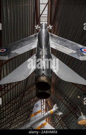 English Electric Lightning auf Anzeige als Teil des Kalten Krieges Ausstellung im RAF-Museum Cosford Stockfoto