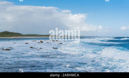 Guadeloupe, Panoramaaussicht von der pointe des Chateaux, schöne Meereslandschaft der Insel Stockfoto