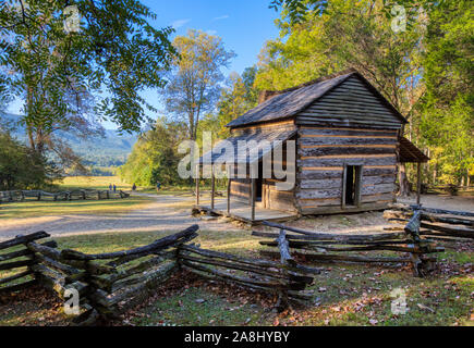 Die John Oliver Platz in Cades Cove in der Great Smoky Mountains National Park in Tennessee in den Vereinigten Staaten Stockfoto