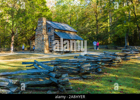 Die John Oliver Platz in Cades Cove in der Great Smoky Mountains National Park in Tennessee in den Vereinigten Staaten Stockfoto