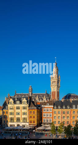 Der Grand Place und Lille Handelskammer Glockenturm, Lille, Frankreich, Stockfoto