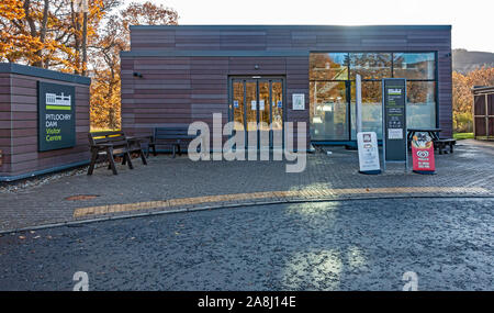Eintrag in Pitlochry Dam Visitor Center am Loch Faskally in Pitlochry Perth und Kinross Schottland Großbritannien Stockfoto