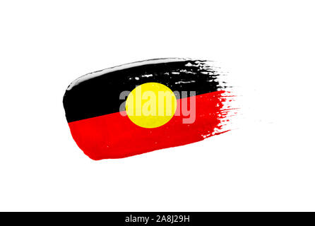 Gemalt Australian Aboriginal Flagge. Hand-Stil Stockfoto