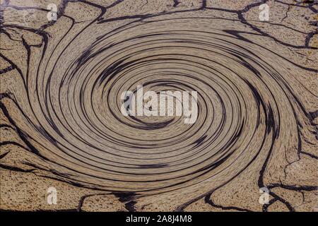 Swirl trockene Rissige Erde digitale Veränderung Stockfoto