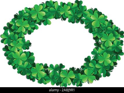 Saint Patricks Day Hintergrund mit gesprüht grünen Klee Blätter oder Shamrocks Stock Vektor