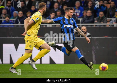 Verona, Italien. 9 Nov, 2019. Cristiano Biraghi des FC Internazionale während der Serie A-Spiel zwischen Inter Mailand und Hellas Verona im Stadio San Siro, Mailand, Italien am 9. November 2019. Foto: Mattia Ozbot. Credit: UK Sport Pics Ltd/Alamy leben Nachrichten Stockfoto