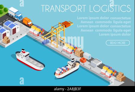 Port Frachtschiff Transportlogistik Stock Vektor