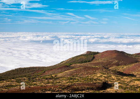 Meer der Wolken unter dem Gipfel des Vulkan Teide auf Teneriffa Stockfoto