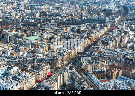 Paris, Panorama, Luftbild, schöne Gebäude und Dächer in einer bezaubernden Gegend Stockfoto
