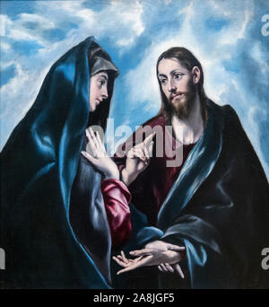 Christus Abschied von seiner Mutter von El Greco (Domenikos Theotokopoulos, 1541-1614), Öl auf Leinwand, 1585 Stockfoto