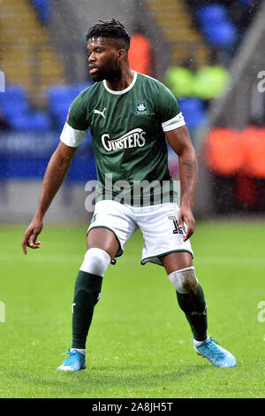 Bolton, Großbritannien. 09 Nov, 2019. BOLTON, ENGLAND - November 9th Plymouth Joel Grant in Aktion während der FA Cup Match zwischen Bolton Wanderers und Plymouth Argyle im Reebok Stadium, Bolton am Samstag, den 9. November 2019. (Credit: Eddie Garvey | MI Nachrichten) das Fotografieren dürfen nur für Zeitung und/oder Zeitschrift redaktionelle Zwecke verwendet werden, eine Lizenz für die gewerbliche Nutzung Kreditkarte erforderlich: MI Nachrichten & Sport/Alamy leben Nachrichten Stockfoto